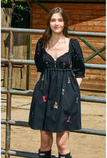 Raisonnel Black Embroidered Mini Dress