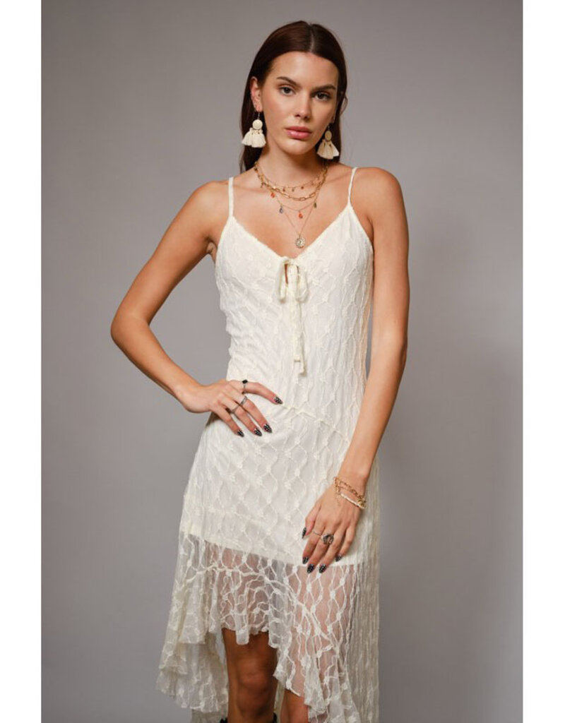 blue b. collection Asymmetrical Lace Mini Dress