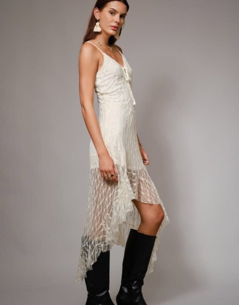 blue b. collection Asymmetrical Lace Mini Dress