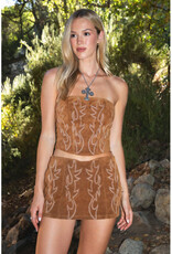 TicToc Faux Suede Embroidered Mini Skirt