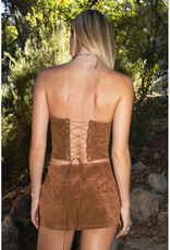 TicToc Faux Suede Embroidered Mini Skirt