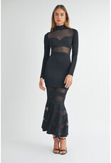 Mable Black Mesh Mermaid Dress