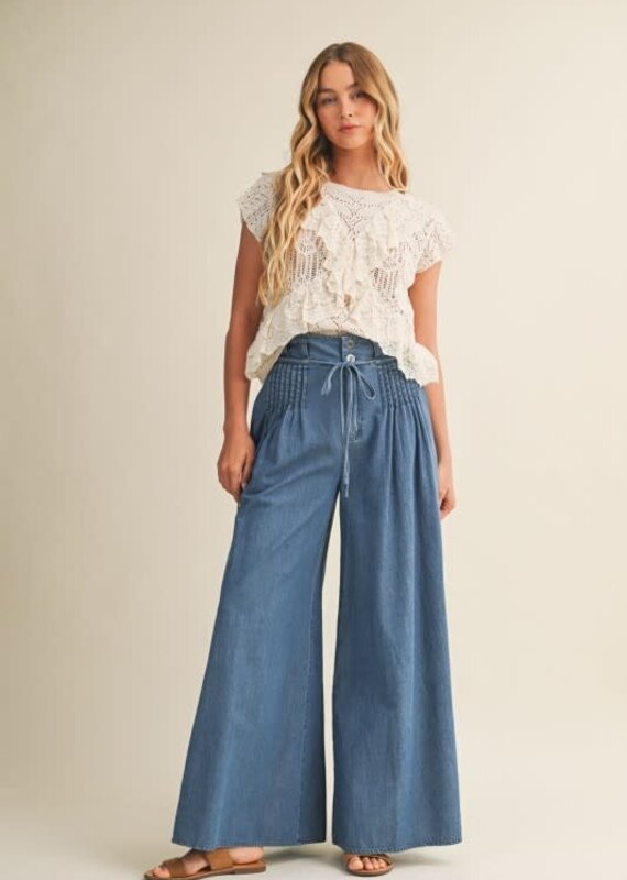 Mustard Seed Wide Leg Pintuck Trousers