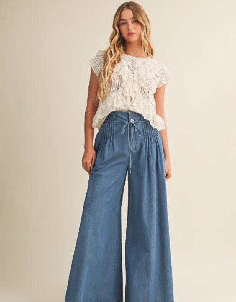 Mustard Seed Wide Leg Pintuck Trousers
