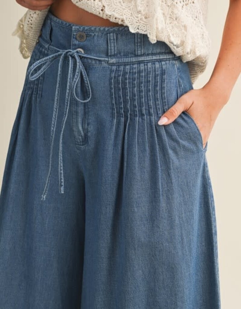 Mustard Seed Wide Leg Pintuck Trousers