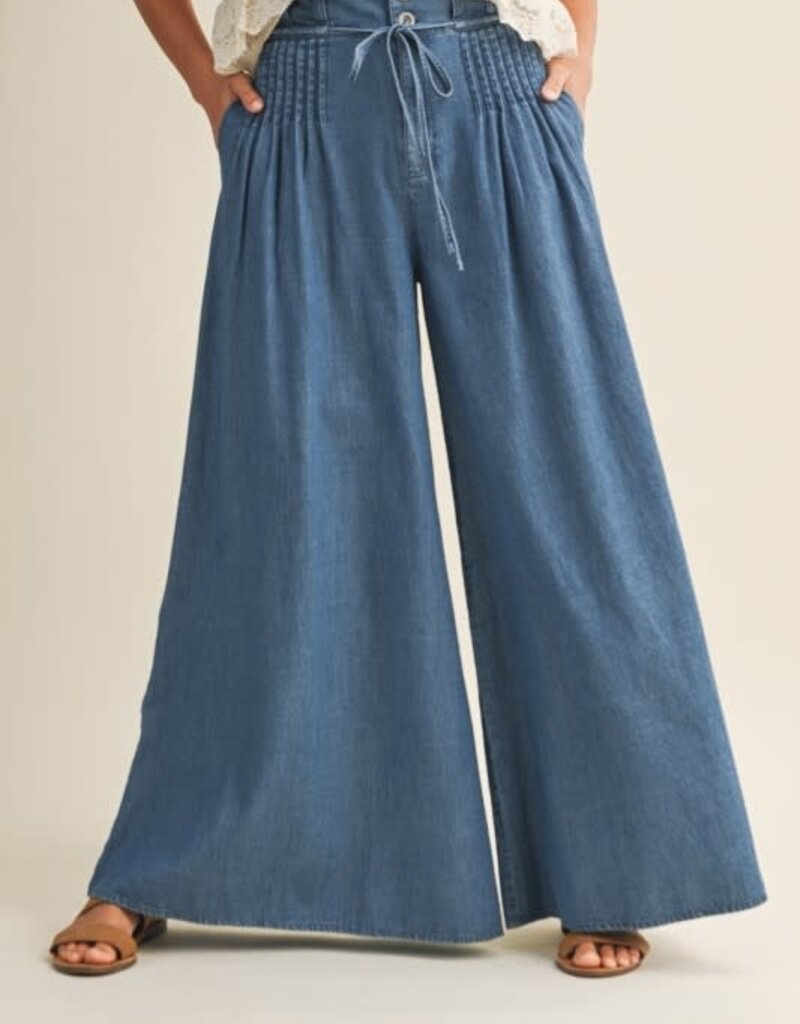 Mustard Seed Wide Leg Pintuck Trousers