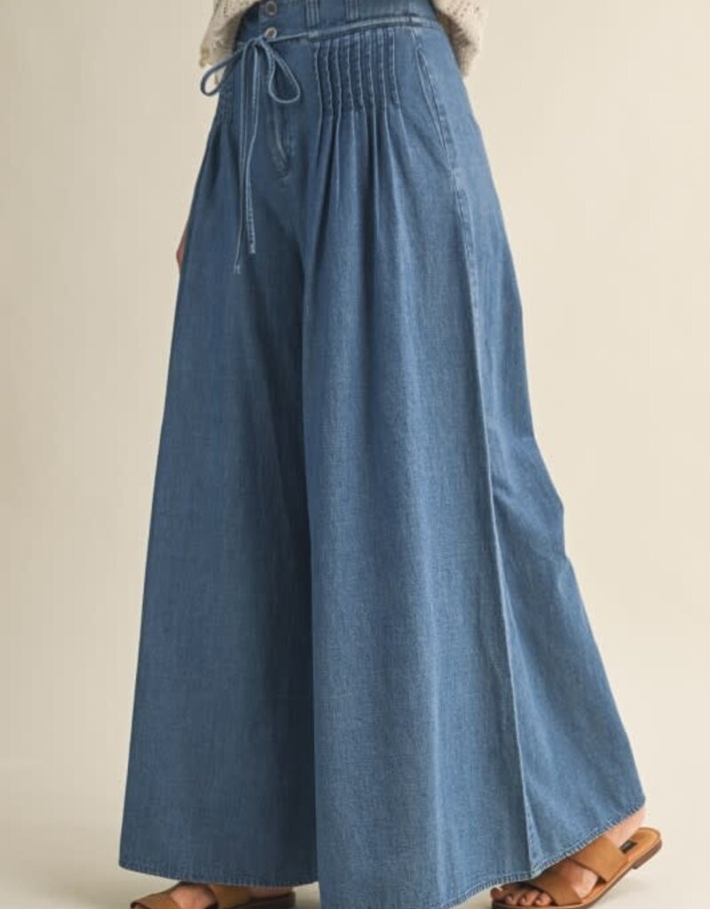 Mustard Seed Wide Leg Pintuck Trousers