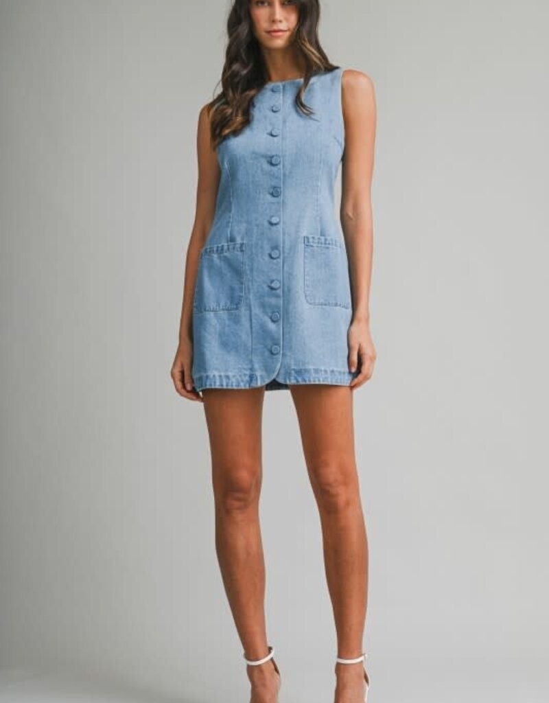 Mable Denim Button Mini Dress