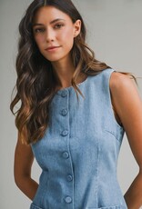 Mable Denim Button Mini Dress
