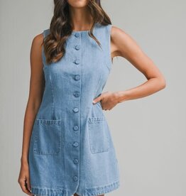 Mable Denim Button Mini Dress