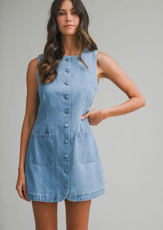 Mable Denim Button Mini Dress