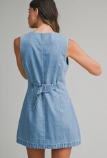 Mable Denim Button Mini Dress