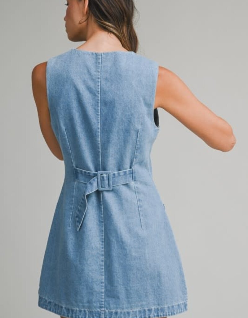 Mable Denim Button Mini Dress
