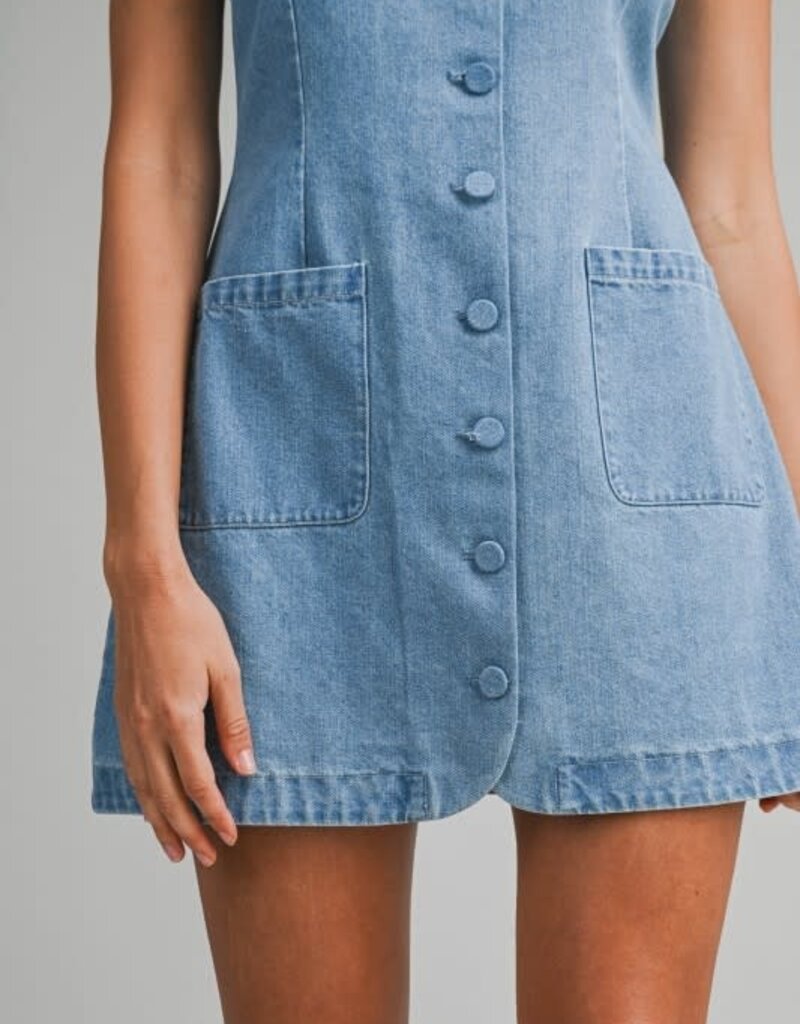 Mable Denim Button Mini Dress