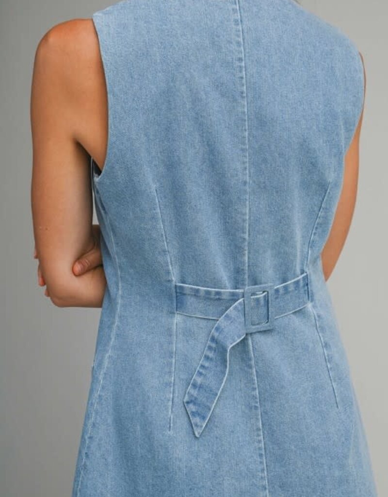 Mable Denim Button Mini Dress