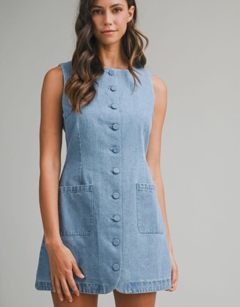 Mable Denim Button Mini Dress