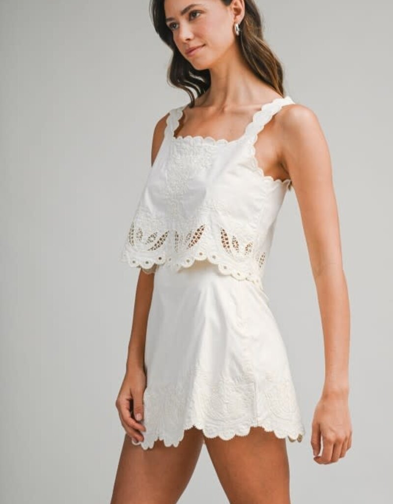 Mable Embroidered Crop Top & Mini Skirt Set