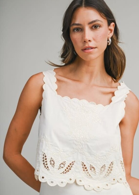 Mable Embroidered Crop Top & Mini Skirt Set