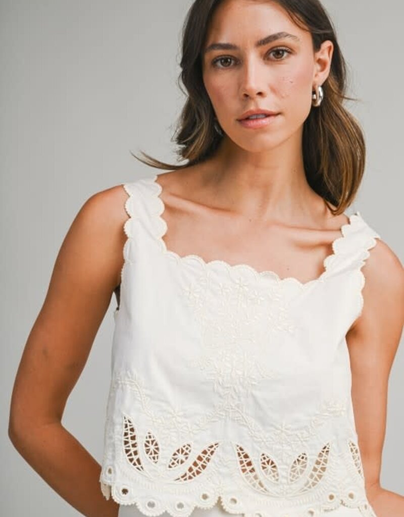 Mable Embroidered Crop Top & Mini Skirt Set