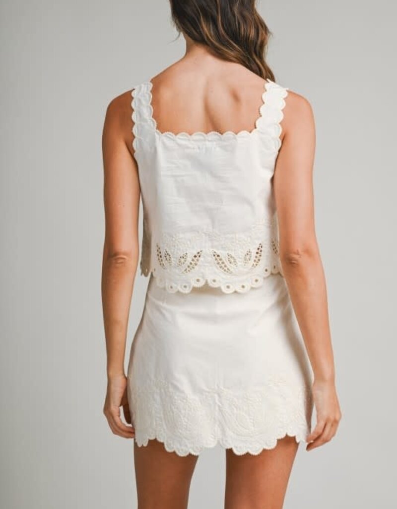 Mable Embroidered Crop Top & Mini Skirt Set