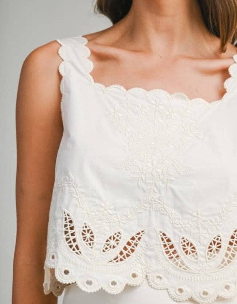 Mable Embroidered Crop Top & Mini Skirt Set