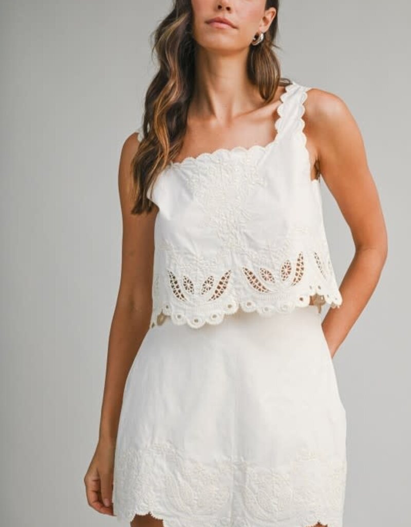 Mable Embroidered Crop Top & Mini Skirt Set