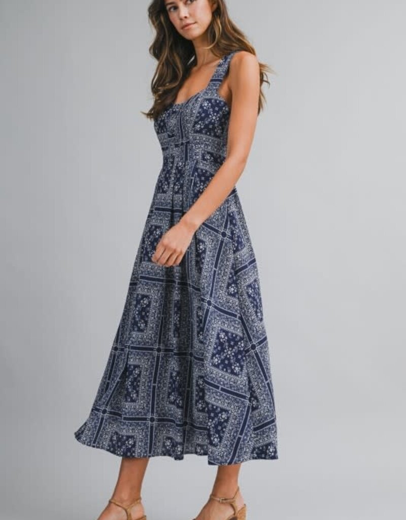 Mable Bandana Print Midi Dress