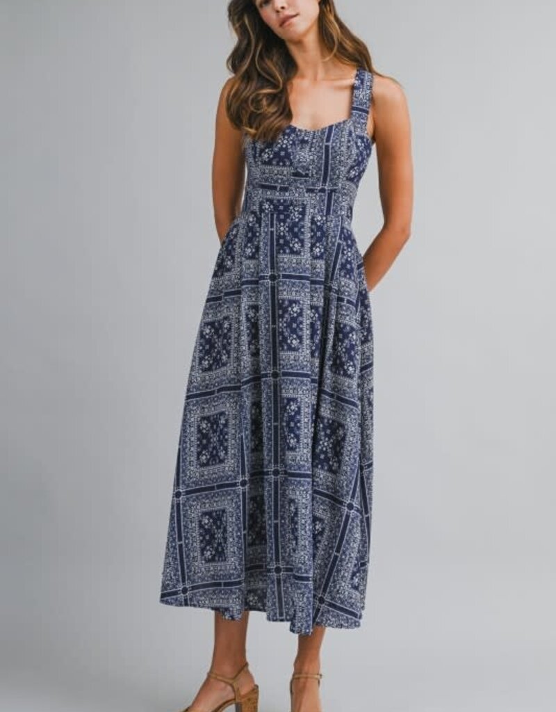 Mable Bandana Print Midi Dress