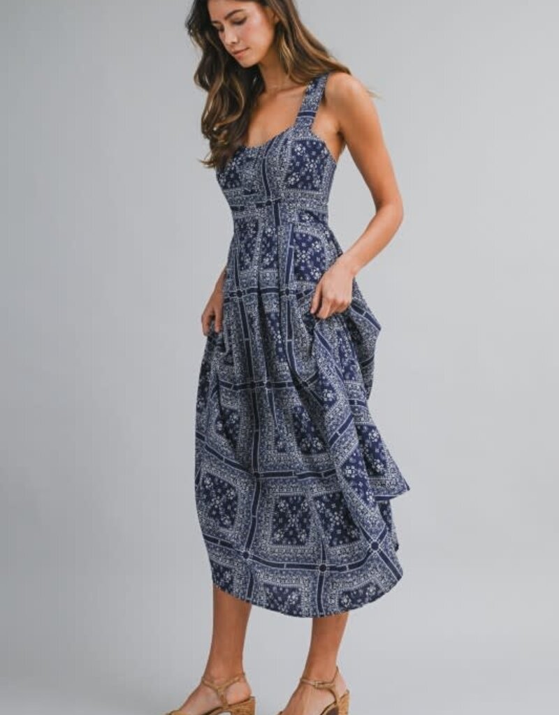 Mable Bandana Print Midi Dress