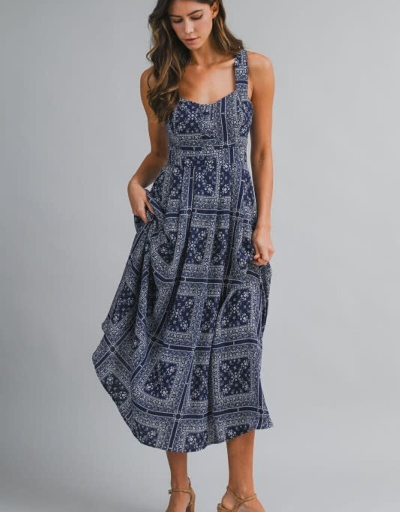 Mable Bandana Print Midi Dress