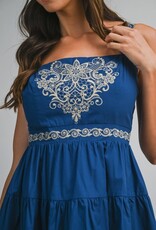 Mable Blue Embroidered Mini Dress