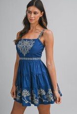 Mable Blue Embroidered Mini Dress
