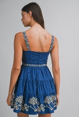 Mable Blue Embroidered Mini Dress