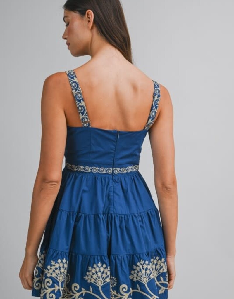 Mable Blue Embroidered Mini Dress