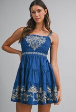 Mable Blue Embroidered Mini Dress