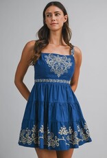 Mable Blue Embroidered Mini Dress