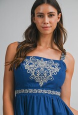 Mable Blue Embroidered Mini Dress
