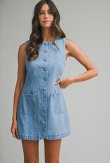 Mable Denim Button Mini Dress