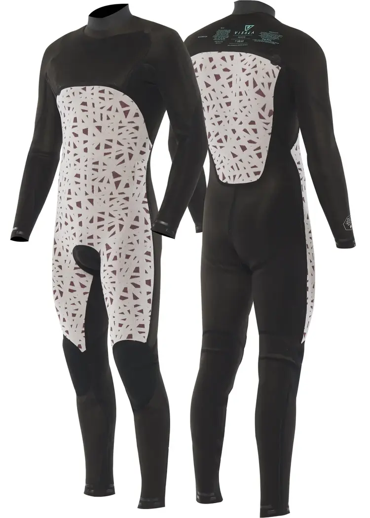 VISSLA 7 SEAS 3-2 FULL CHEST ZIP WETSUIT - TONAL LOGOS