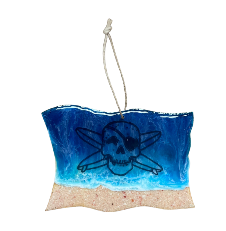 RESIN WHALEBONE FLAG ORNAMENT