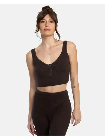 RVCA Swerve Henley Rib Crop Top