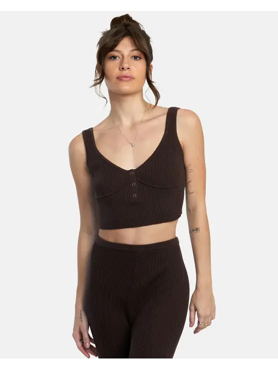 RVCA Swerve Henley Rib Crop Top