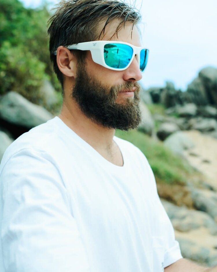 I-SEA GREYSON 2.0 WHITE RUBBER / BLUE MIRROR POLARIZED LENS