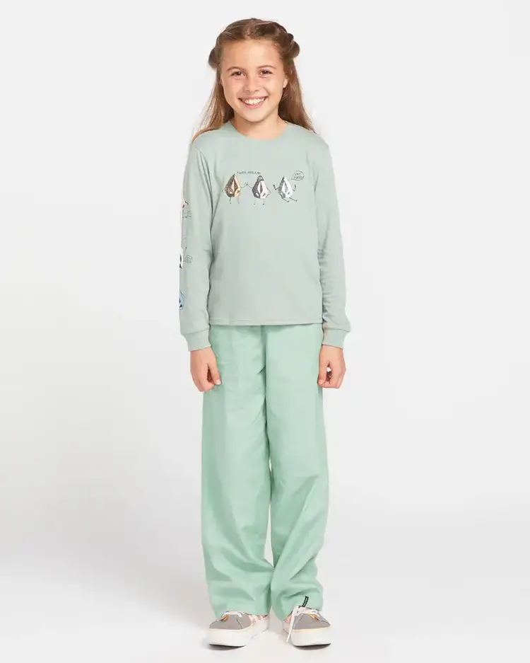 VOLCOM GIRLS  MADE FROM STOKE LONG SLEEVE TEE - SEA  SPRAY