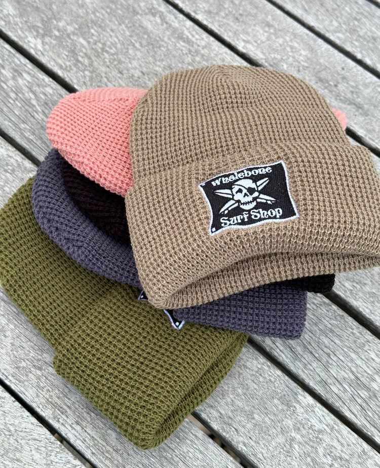 WHALEBONE LOGO EMBROIDERED FLAG WAFFLE KNIT BEANIE
