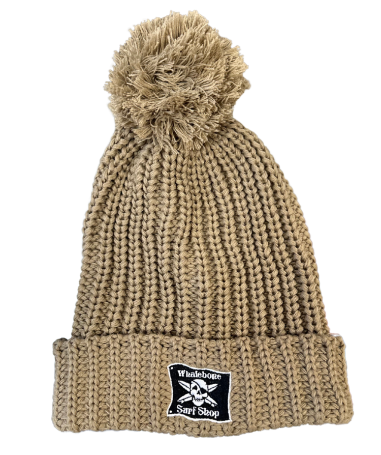 WHALEBONE LOGO EMBROIDERED FLAG POM BEANIE