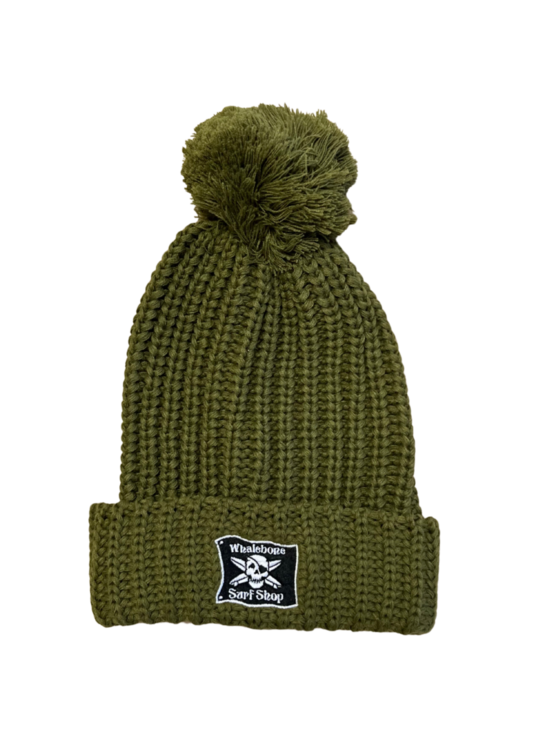 WHALEBONE LOGO Embroidered Flag Pom Beanie
