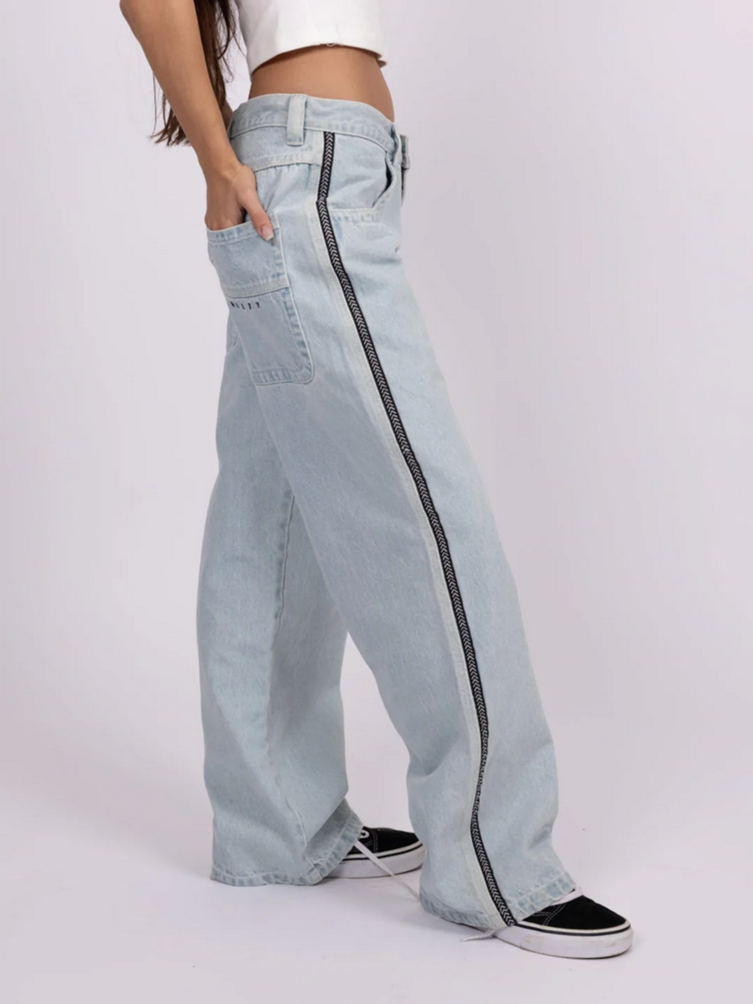 RUSTY 125 FLIP MOMMY LOW RISE WIDE LEG DENIM PANT