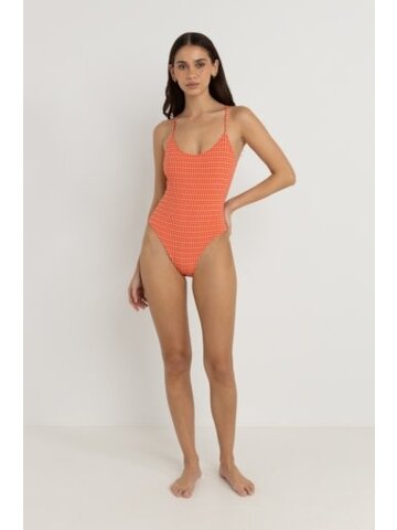 RHYTHM Lola Check Cross Back One Piece Red