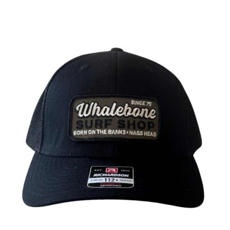 WHALEBONE LOGO GREEN GARAGE PATCH 112+ TRUCKER HAT
